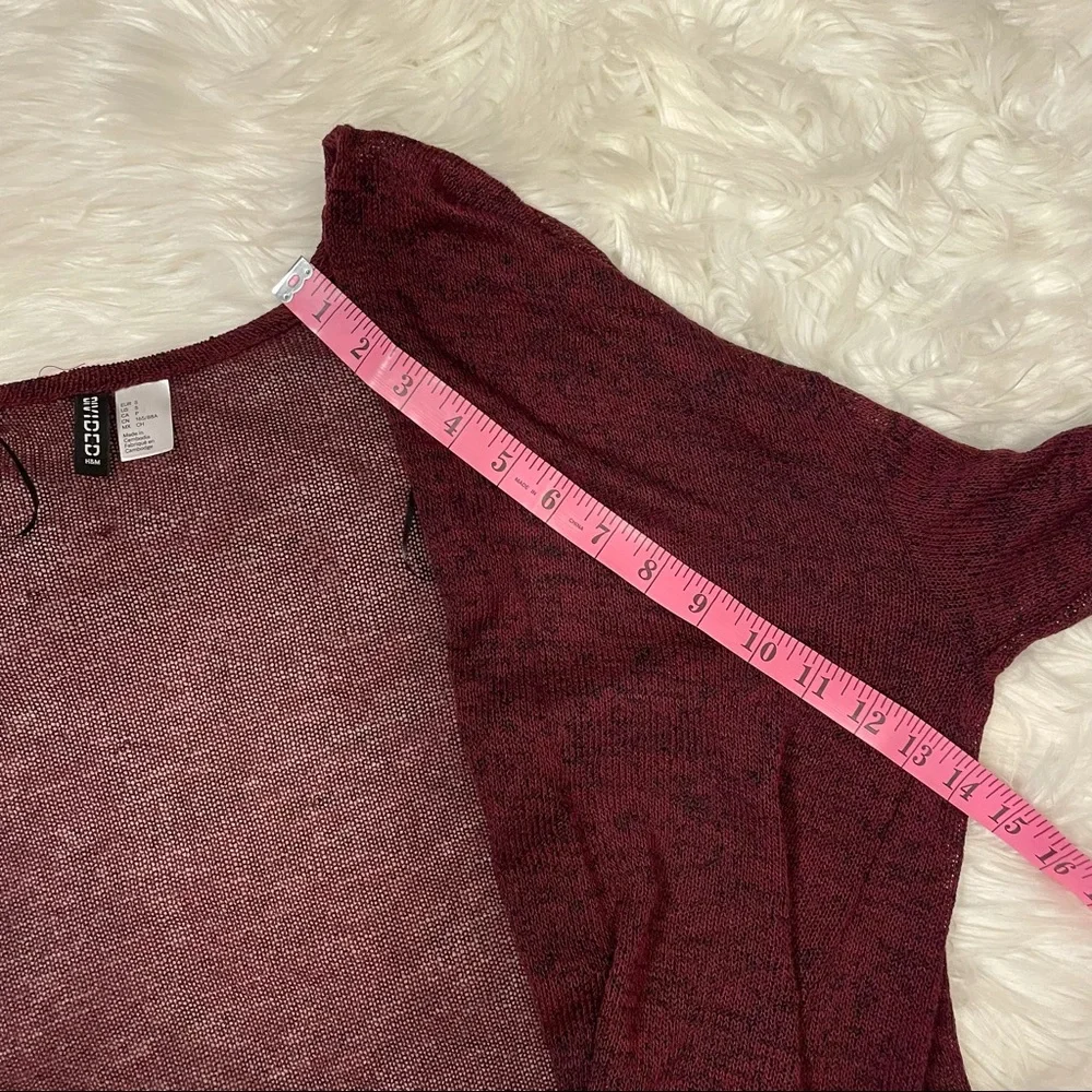 H & M Light maroon draped open front sweater size small boho